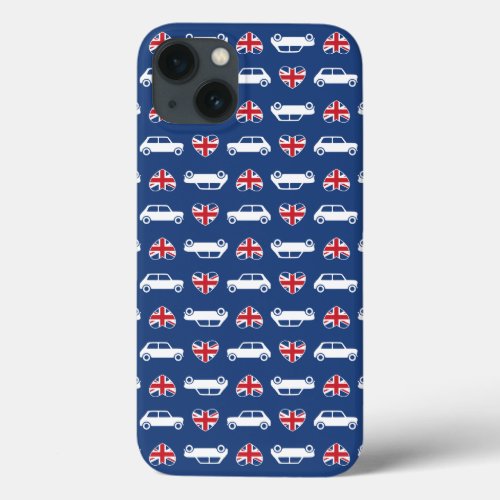 British Mini Cooper Hearts _ Blue iPhone 13 Case