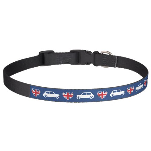 British Mini Cooper Hearts _ Blue Pet Collar