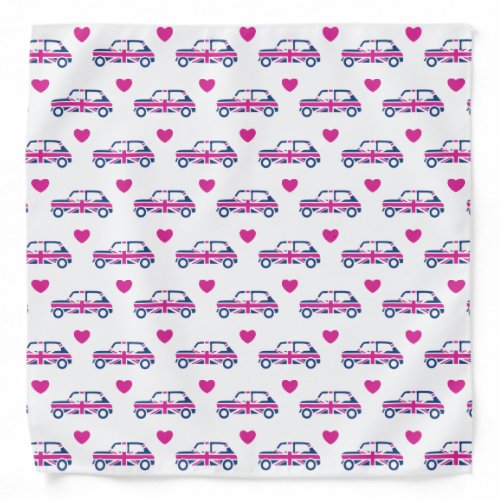 British Mini Cooper Hearts _ Blue  Pink Bandana