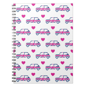 British Mini Cooper Hearts - Blue & Pink Notebook