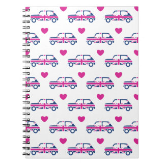 British Mini Cooper Hearts - Blue & Pink Notebook