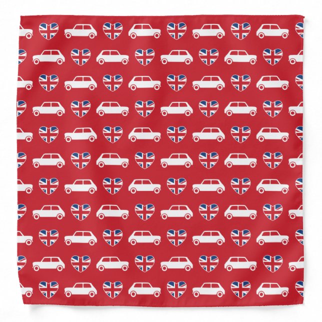 British Mini Cooper Hearts - Red Bandana (Front)