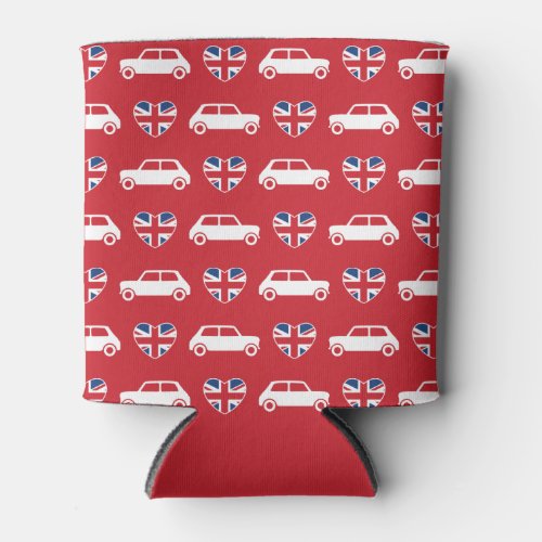 British Mini Cooper Hearts _ Red Can Cooler