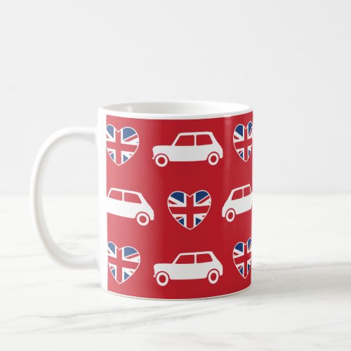 British Mini Cooper Hearts _ Red Coffee Mug