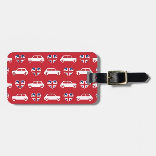 British Mini Cooper Hearts _ Red Luggage Tag