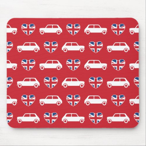 British Mini Cooper Hearts _ Red Mouse Pad