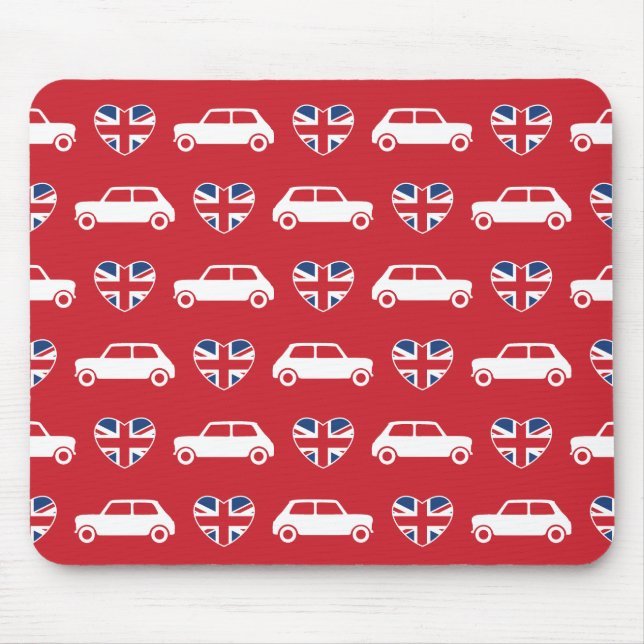 British Mini Cooper Hearts - Red Mouse Pad (Front)
