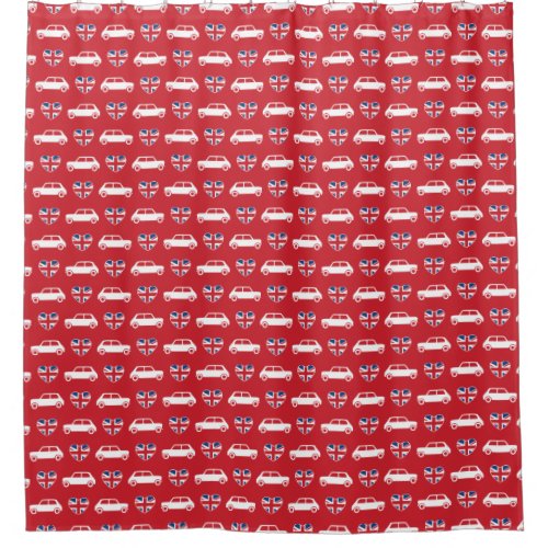 British Mini Cooper Hearts _ Red Shower Curtain