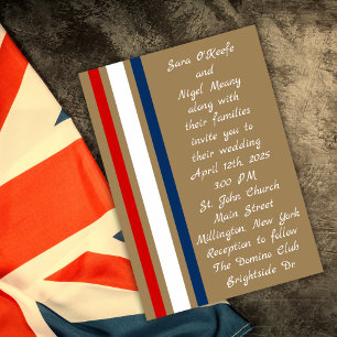 British Mod Red White Blue Wedding Invitation