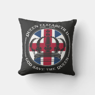British Monarch Queen Elizabeth God Save The Queen Throw Pillow