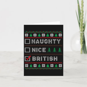 British Naughty Nice List Santas List Funny Christ Card