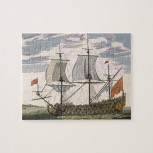 British Navy: a first-rate ship flying the White E Jigsaw Puzzle
