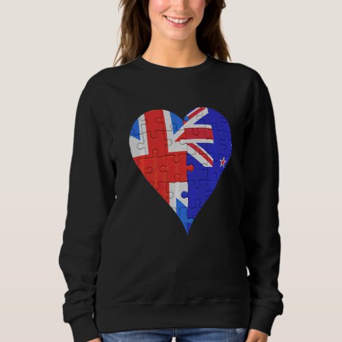 British New Zealander Flag Heart Sweatshirt