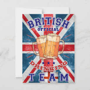British Official Drinking Team. Funny beer Postcard