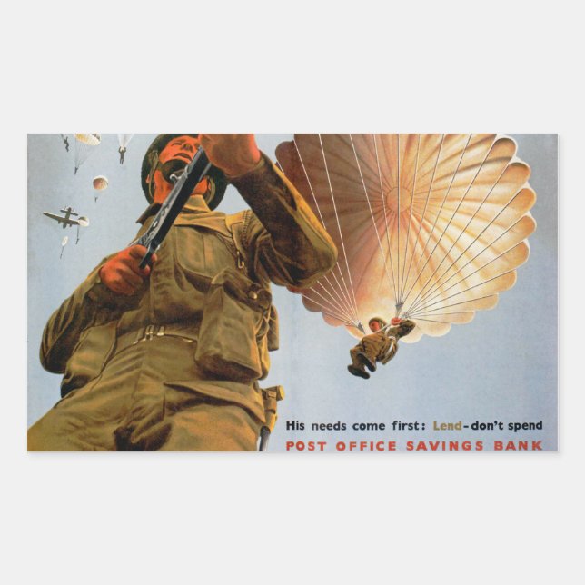 British Paratrooper ~ His Needs Come First Rectangular Sticker (Front)