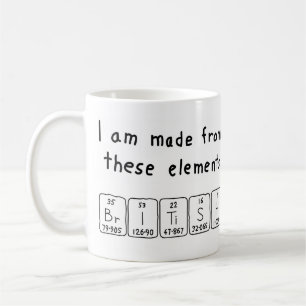 British periodic table patriotic mug
