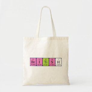 British periodic table patriotic tote bag