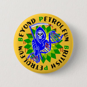 british petroleum blue plague pinback button