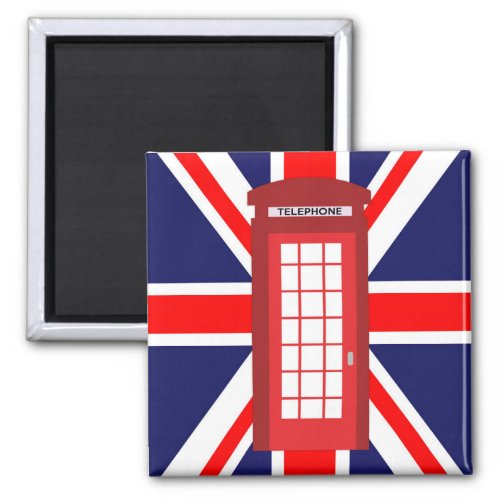 British phone box Union Jack flag Magnet