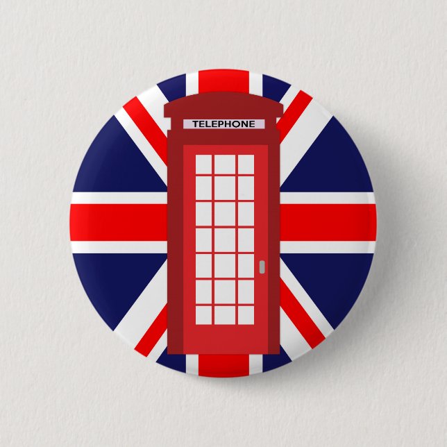 British phone box Union Jack flag Pinback Button (Front)