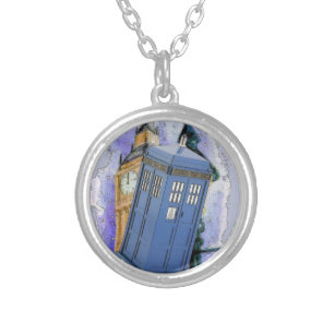 British Police Box Silver Plated Necklace