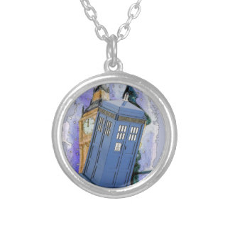 British Police Box Silver Plated Necklace