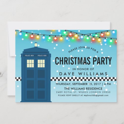 British Police Box Themed Surprise Party Invitation