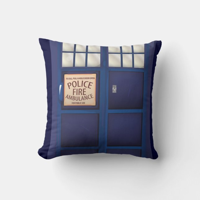 British Police Box Throw Pillow (Front)