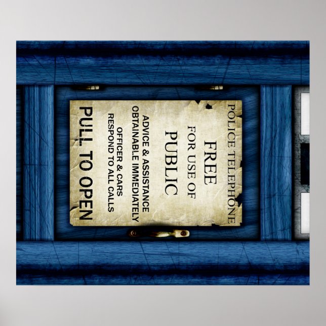 British Police Public Call Box Sign Art Poster (Front)