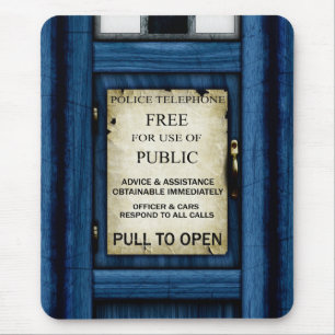 British Police Public Call Box Sign Mousepad