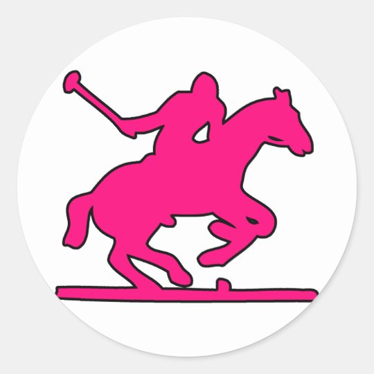 British Polo Sport Horse Player Silhouette Ponies Classic Round Sticker