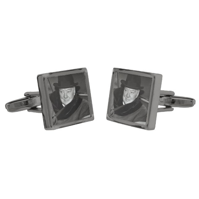 British Prime Minister Sir Winston Churchill Cufflinks (Angled)