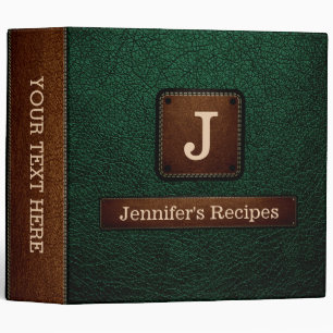 British Racing Green Elegant Recipe Leather Look Binder