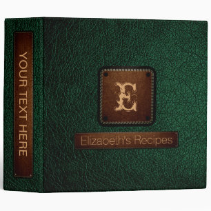 British Racing Green Leather Elegant Monogram 3 Ring Binder