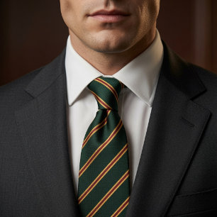 British Racing Green Regimental Stripe Neck Tie