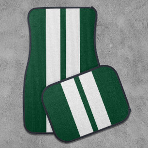 British Racing Green + White Racing Stripes 🏎️ Car Floor Mat