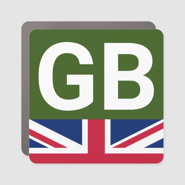 British Racing Green with UK half flag Car Magnet (Front)