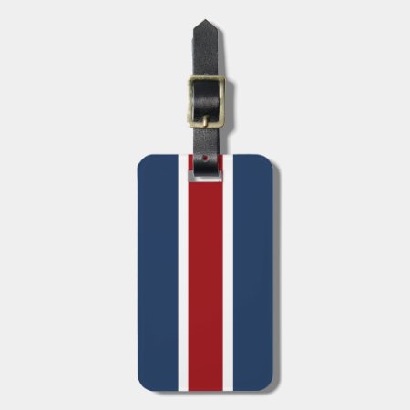 British Racing Stripe Red White Blue Luggage Tag