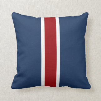 British Racing Stripe Red White Blue Throw Pillow