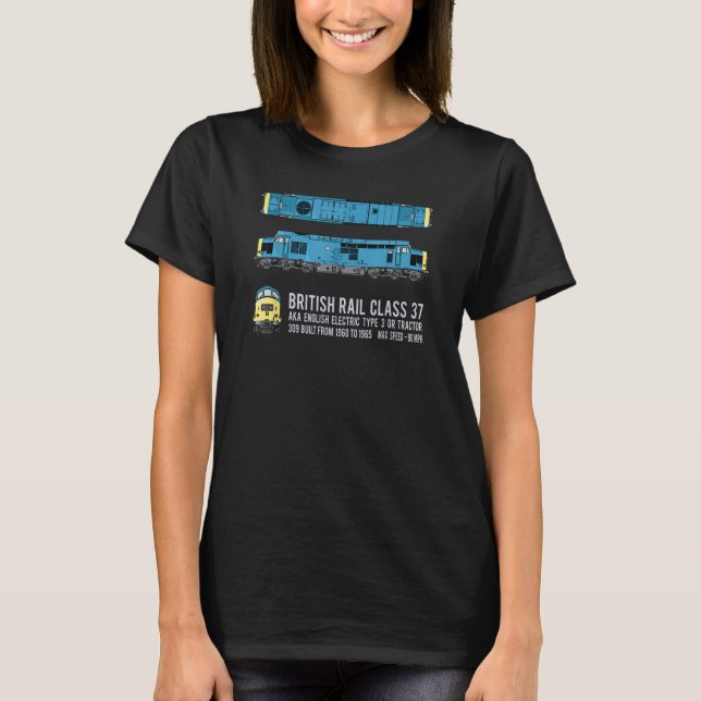 British Rail Class 37 Locomotive Diagram T-Shirt (Front)