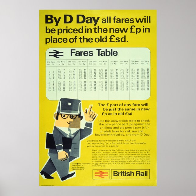British Rail D-Day - Fares Table Poster (Front)