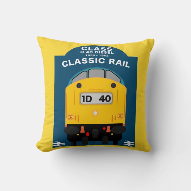 British Rail Train Enthusiast Throw Pillow (Front)