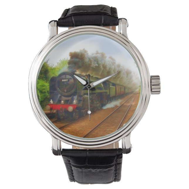 British Railway Steam Train for Trainspotters Art Watch (Front)
