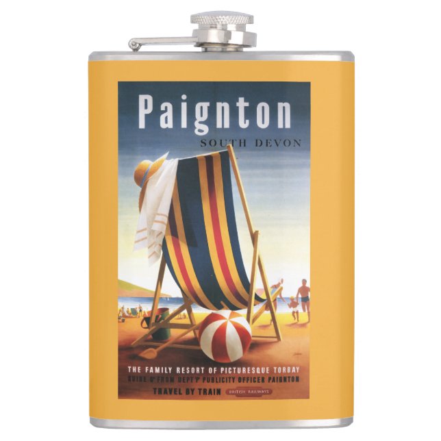 British Railways Beach Chair and Ball Poster Flask (Front)