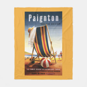 British Railways Beach Chair and Ball Poster Fleece Blanket