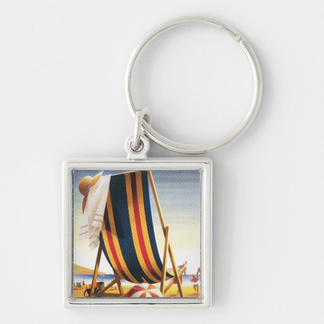 British Railways Beach Chair and Ball Poster Keychain (Front)