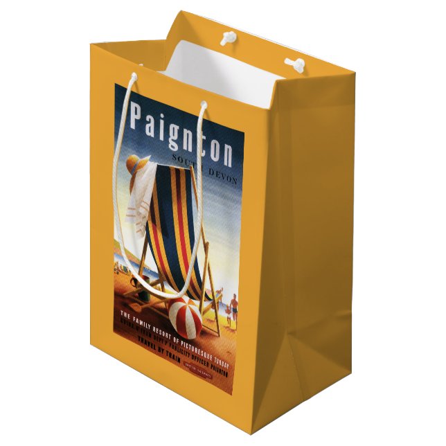 British Railways Beach Chair and Ball Poster Medium Gift Bag (Front Angled)
