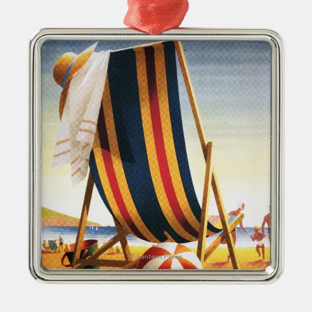 British Railways Beach Chair and Ball Poster Metal Ornament (Front)
