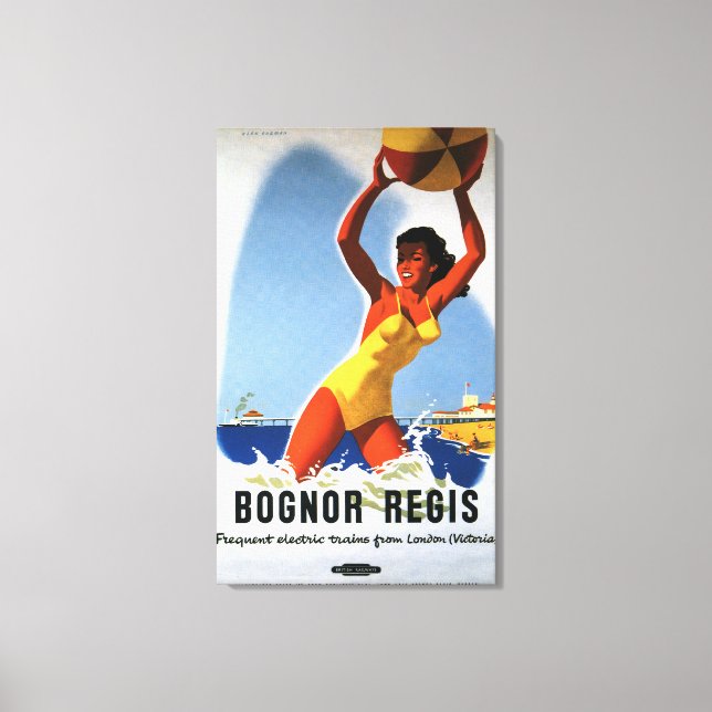 British Railways Girl and Beachball Poster Canvas Print (Front)