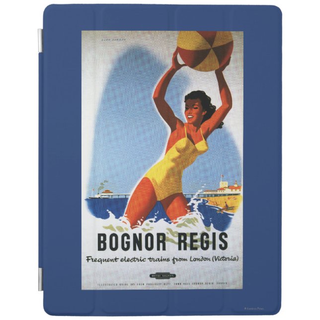 British Railways Girl and Beachball Poster iPad Smart Cover (Front)